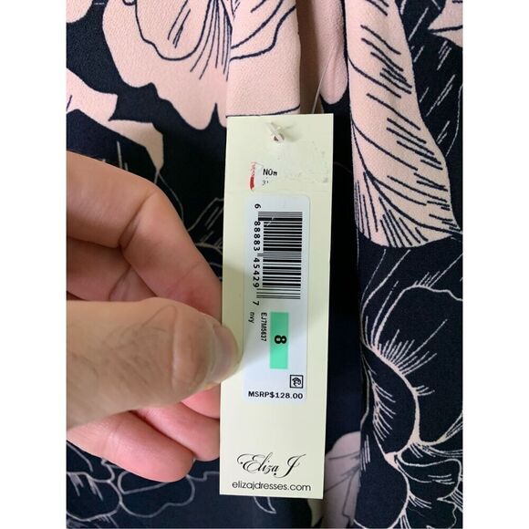 Eliza J floral dress navy women's size 8 NEW NWT - Picture 6 of 7